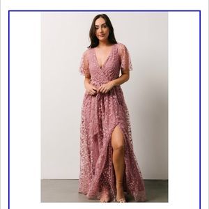 Floral Embossed Maxi Dress - Pink/Mauve “Orchid” - XXL